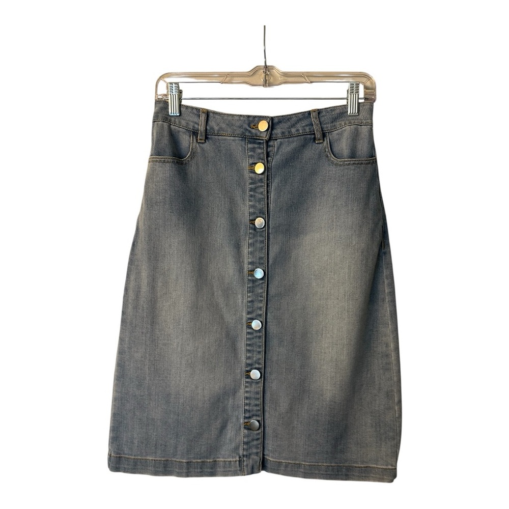 Love Tree Denim Button-Front Skirt‎